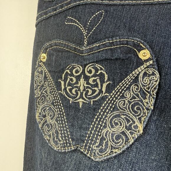 Vintage Y2K Apple Bottom Jeans 9/10 Tapered Leg Dark Wash Embroidered Nelly - Picture 7 of 12
